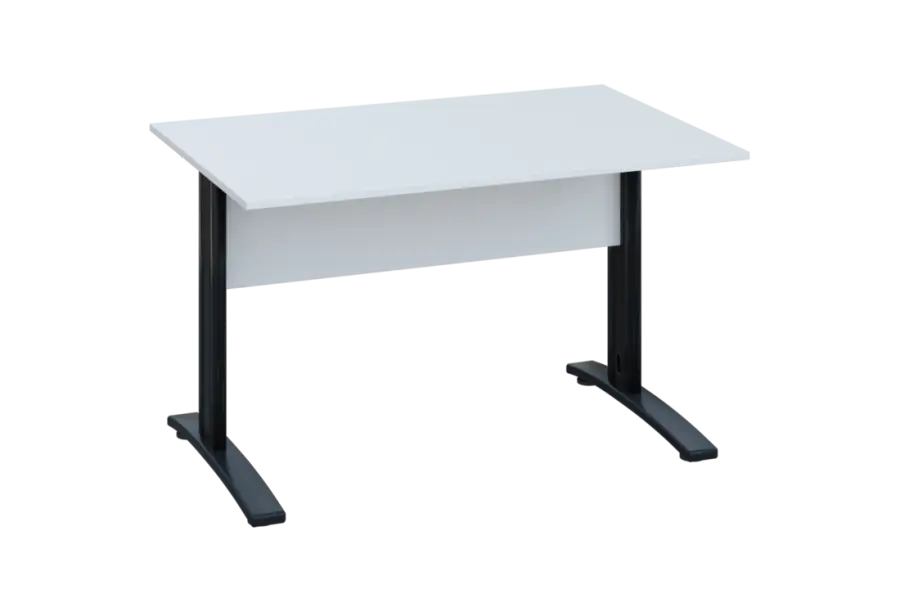 EPK 28 - 12 stůl kancelářský, kovová podnož černá, deska 25 mm, široký 1200 mm, bílá